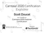 Camtasia Explorer Certificate Scott Doucet